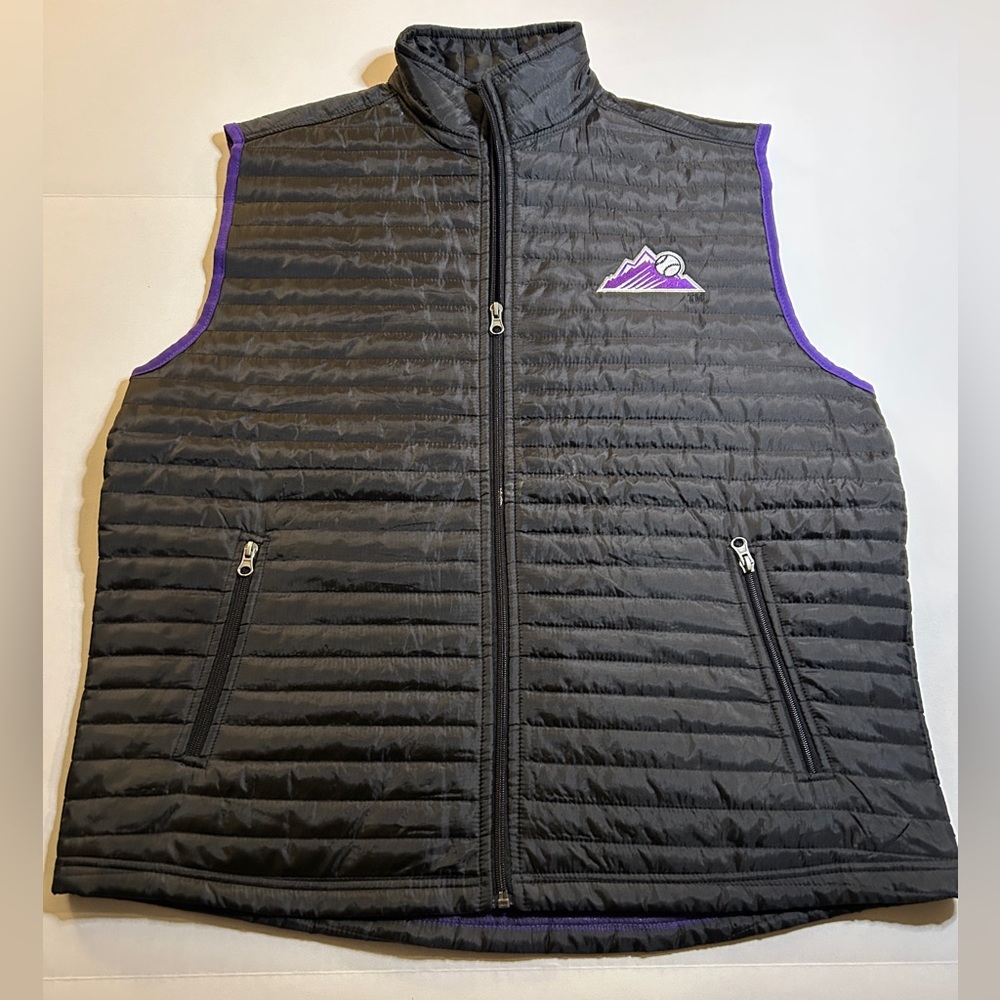 MLB Colorado Rockies Puffer Vest Adult Mens Large Black Sleeveless